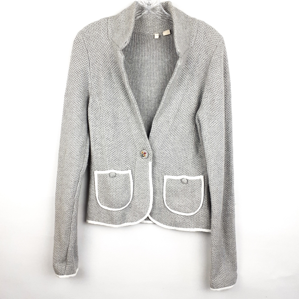 Anthropologie Moth Embroidered Button Cardigan